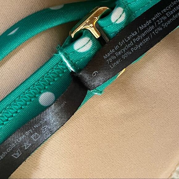 SUMMERSALT Green Polka Dot Classic Triangle Bikini Top Size 6 NWOT - Picture 5 of 7